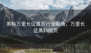 黑料万里长征首页行业视角，万里长征黑料网页