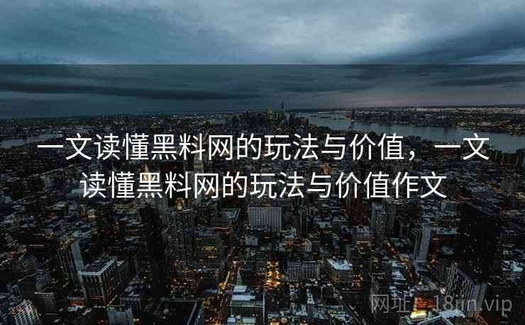 一文读懂黑料网的玩法与价值，一文读懂黑料网的玩法与价值作文