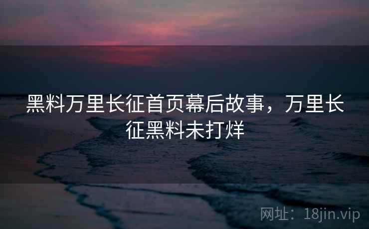 黑料万里长征首页幕后故事，万里长征黑料未打烊