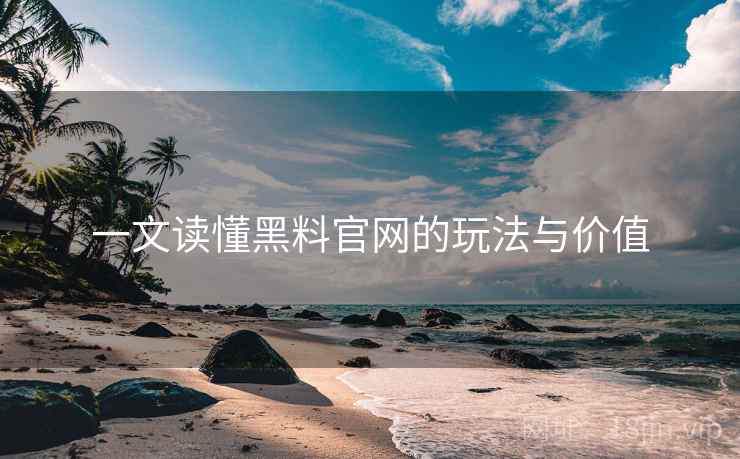 一文读懂黑料官网的玩法与价值